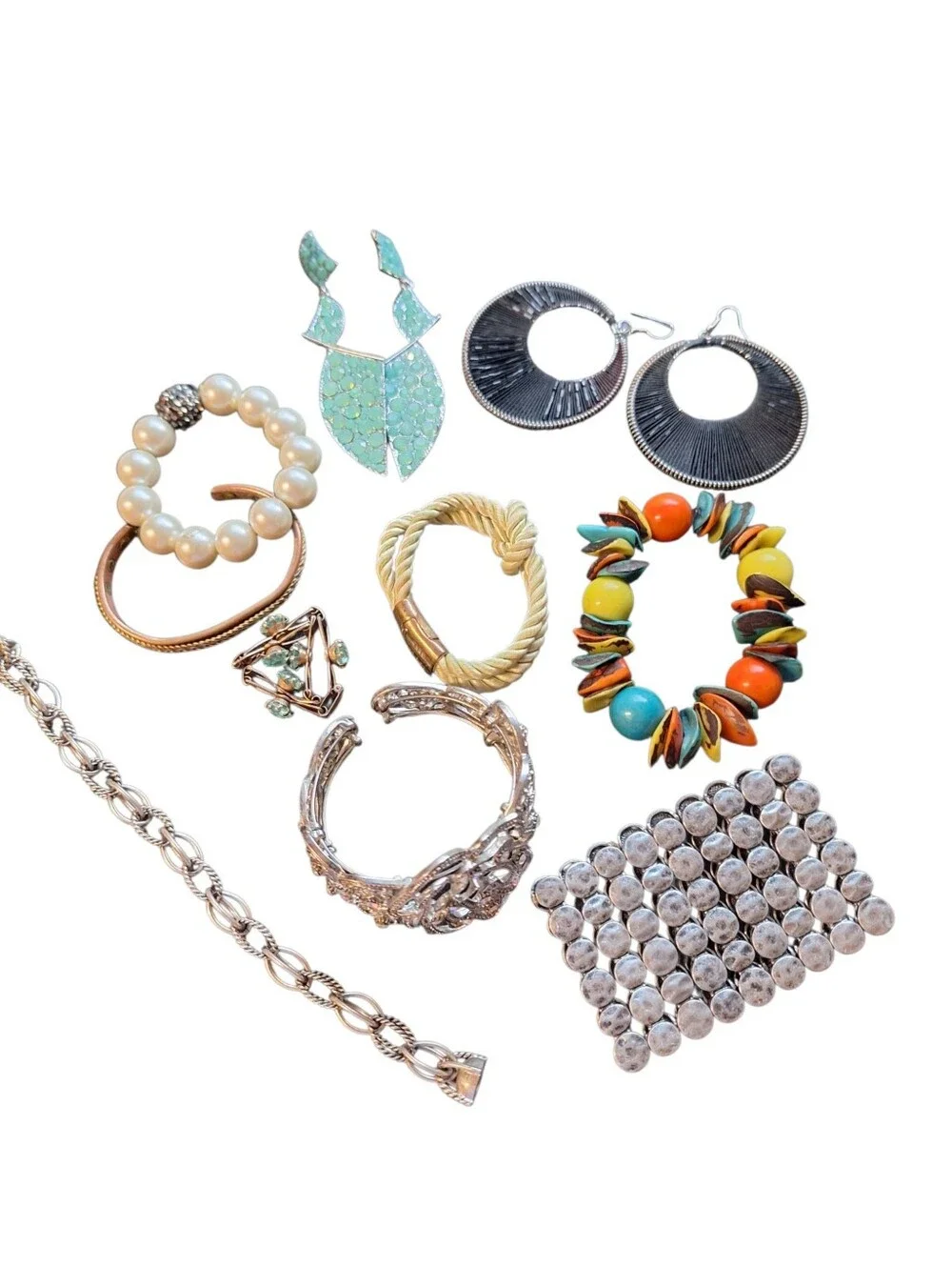 22 Bundle Mixed Jewelry Lot Chicos & Other Brands Silver Toned BEACHY Coastal